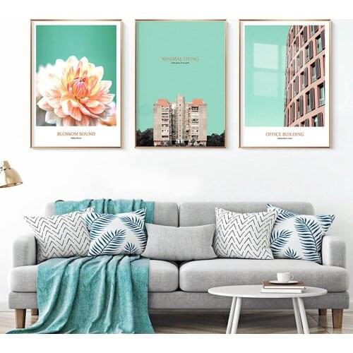 Nordic Mansion And Flower Poster Art Print Art Canvas Painting Boys Room Trim Cuadros