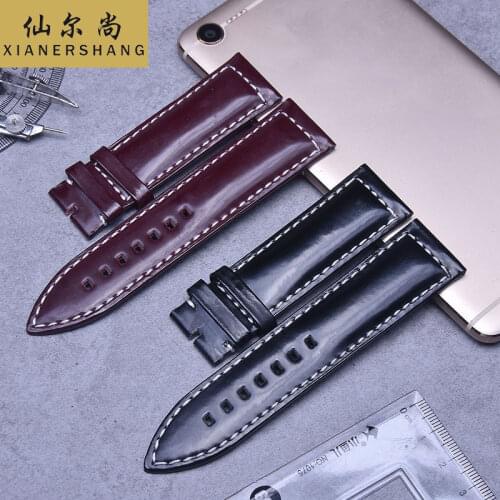 New Luxury Cordovan Strap Handmade Horse Skin Watchbands Custom Universal Watch Band 20MM 21MM 22MM 24MM Genuine Leather Belt 23