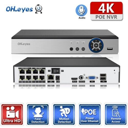 OH.eyes 8CH NVR POE 3200*2400 4K Surveillance CCTV NVR 48V PoE For H.265 IP Camera P2P ONVIF 4K Network Video Recorder