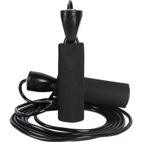 Hot Sale Length Adjustable Sponge Handle PVC Covered Steel Rope Skipping With Bearing for Fitness