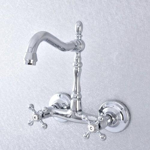 360 Swivel Chrome Bathroom Basin Sink Mix Tap Bathtub Dual Handles Wall Mounted Kitchen Basin Sink Mixer Faucet Nsf785