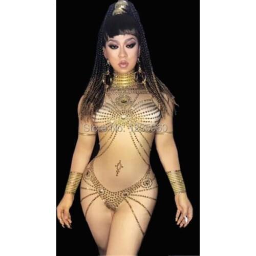 Sexy Diamond Female Bodysuit Jumpsuit Bar Nightclub Costumes Bright stone Crystals stretch leotard Rompers catsuit stage show