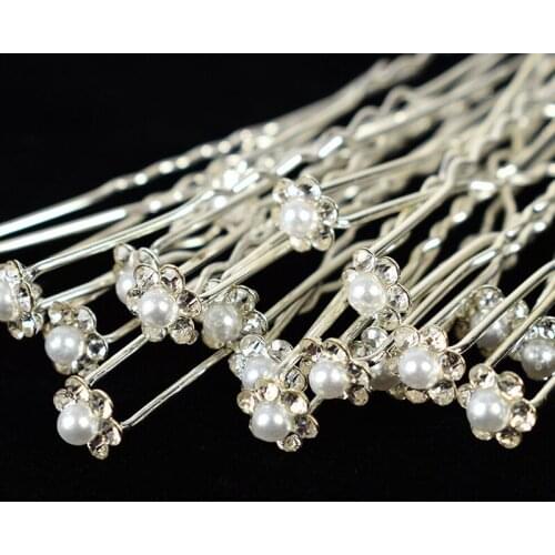 Wedding Bridal Pearl Hair Pins Crystal hairpin Hair Clips Bridesmaid Jewelry