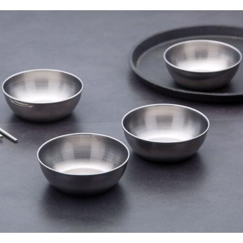 1Pc Stainless Steel Seasoning Sauce Dish Small Dish Dip Bowl Side Plates Butter Sushi Plate Vinegar Soy Dishes Kitchen Saucer