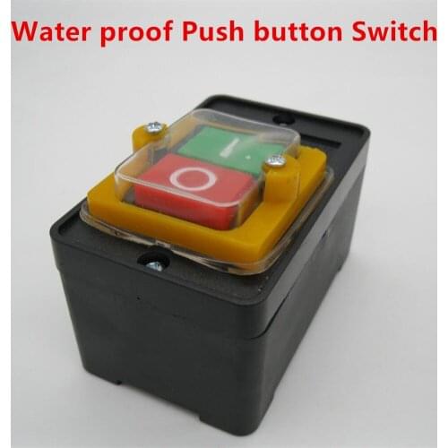 On/Off Water Proof Push Button Switch 10A 220V 380V Waterproof PushButton for Cutting Machine Bench Drill Switch Plastic Motor