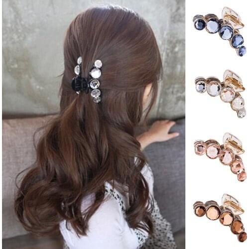 Hair Claws Hairpins Women Crystal Crab Plastic Clamp Resin Barette Hair Clip Top Gripper Rhinestone Pearl Hair accessories Clip