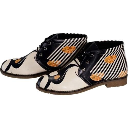 Digital Edition Black And White Printed Pattern Special Design Women Short Boots Ankle Boot Comfortable Shoes Casual lady