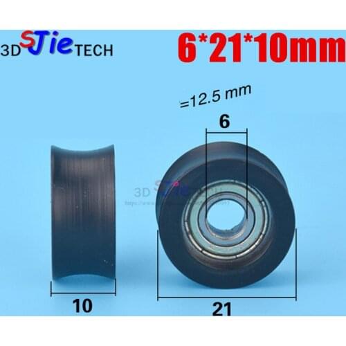 1pcs 6*21*10mm U wheel POM pulley nylon injection plastic injection door and window bearing groove pulley