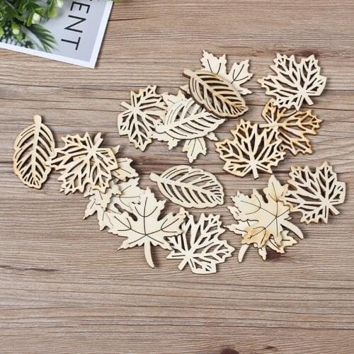 10/30pcs Mixed Leaf Natural Wood Chips Embellishments Scrapbooking Crafts Supplies Handmade Diy Leaves Art Graffiti Button