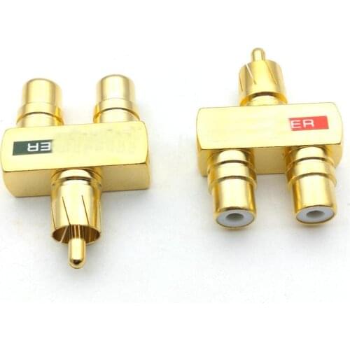20pcs copper RCA Audio Y Splitter Plug Adapter 1 Male to 2 Female adapter