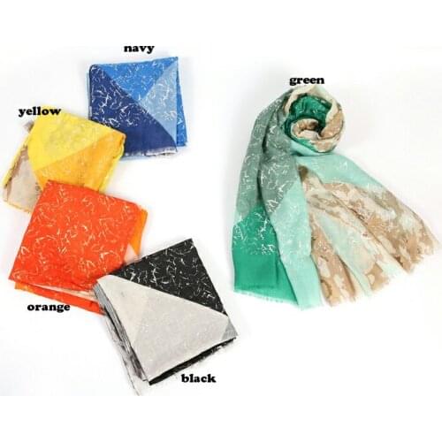 2021 Fashion Newest Ombre Printed Pattern Scarf Silver Foil Scarf Cotton Voile Scarf Shawls Wraps Hijabs 5Colors 10pcs/lot