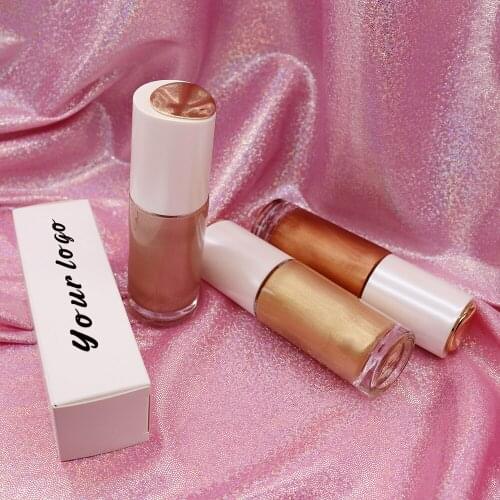 3 Colors Liquid Highlighter Spray Private Label Cosmetics Shimmer Highlight Makeup Waterproof Body Glitter Glow Bronzer Pigment