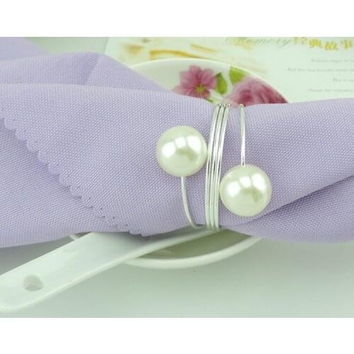 4pcs/lot new pearl napkin buckle, silver hoop hotel party table decoration napkin rings, napkin circle