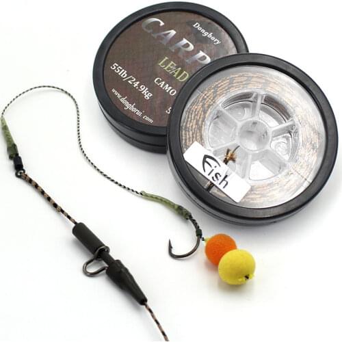 5m Lead Core Carp Fishing Line 12 Braided Hook Link Leader Camo Brown Wire Quick Sinking Carp Supplies Rig Fishing Line