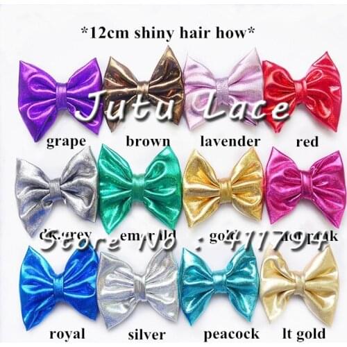60 pcs/lot , 12cm Wolesale Shiny Metallic Hair bow Bling Glitter Hairbows For DIY headband headwear accessories