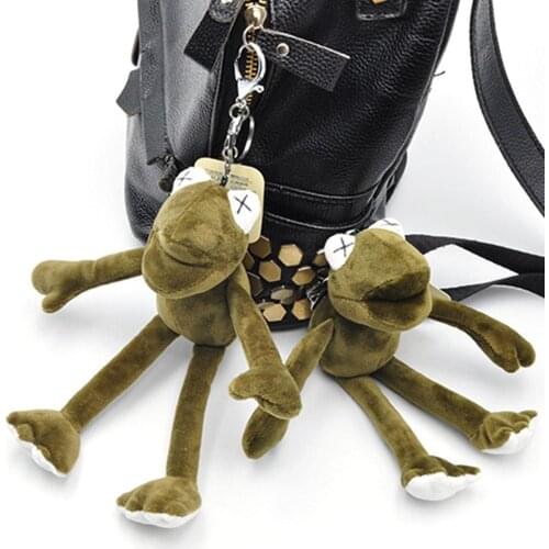 8 Inch Plush Frog Keychain Pendant Super Soft Cute Cartoon Animal Plush Toy Metal Keyring Bag Decor