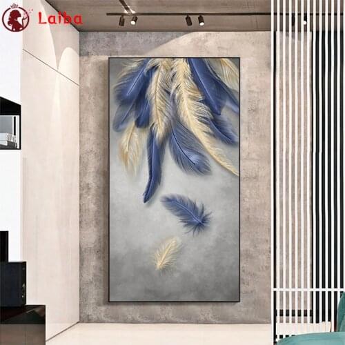 Diy Diamond Painting Modern art, feather diamond mosaic full square drill diamond embroidery cross stitch home decor