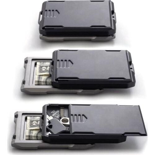 Aluminum Sliding Storage Box Combination Purse Men RFID Blocking Credit Card Case Outdoor Metal Card Wallet Bank ID Cardholder