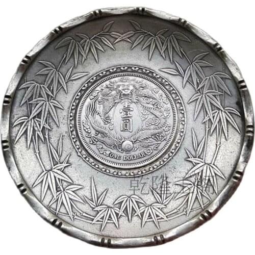 Antique The ancient Chinese qing dragon pattern plate