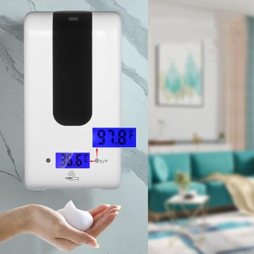 Automatic Foam Dispenser with Thermometer ℃/℉ Switchable Digital Infrared Induction Non-Contact 1200ML Foaming Soap Dispenser