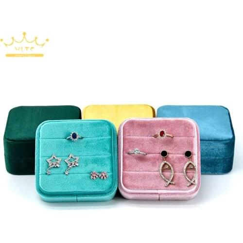Velvet Ring Storage Box Earrings Organizer Wedding Ceremony Ring Box with Detachable Lid Box Earing Holder