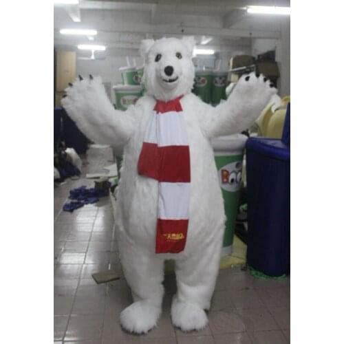 White Polar Bear Fursuit Mascot Costume Suit Apparel Birthday Party Masquerade Cosplay Game Dress Outfits Advertising Halloween