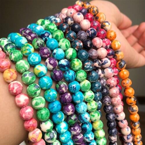 4/6/8/10/12mm 15inches Natural Stones Rainbow Jaspers Beads Round Loose Mineral Beads for Jewelry Making DIY Bracelet Necklace