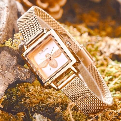 Square Bee Watch Ms. French Luxury Womens Watch Quartz Watch Waterproof Ladies Looking for During for A Little Gold Watch