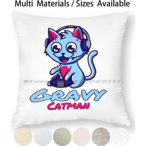 Gravycatman Gamer Pillow Case Throw Pillow Cover Cotton Linen Flax Gravy Catman Gravycatman Gamer Gravy Cat Kids Youtuber