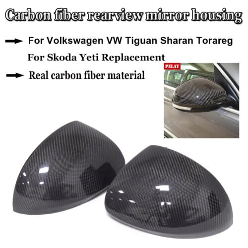 For Volkswagen VW Tiguan Sharan Torareg for Skoda Yeti Replacement Carbon Fiber Rear View Mirror Cover 2007-2016 Car Styling