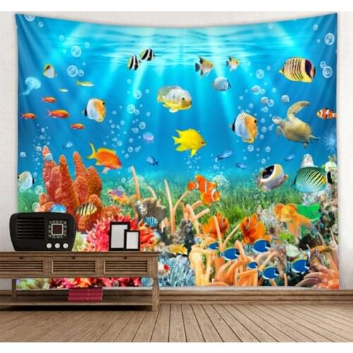 Tapestry Decoration Curtain Picnic Table Cloth Hanging Home Bedroom Living Room Dormitory Decoration Beach Starfish Sea Fish