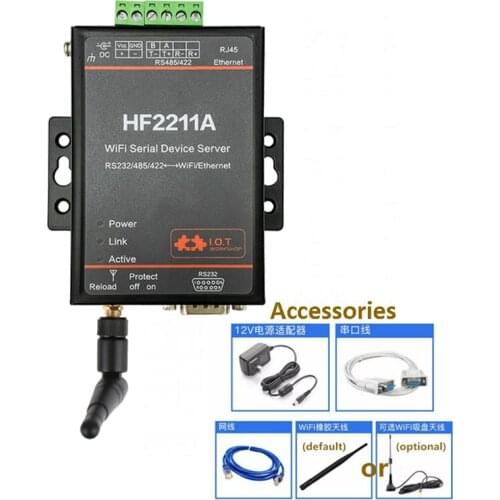 HF2211 module IOT control Industrial automation Modbus Serial RS232/RS485/RS422 to WiFi/Ethernet server Converter
