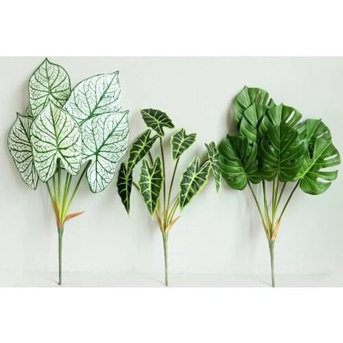 Artificial Green Plant Turtle Leaf Home Garden Outdoor Decoration Green Acrylic Leaves Plastic Fake Plant Tropical Leaves