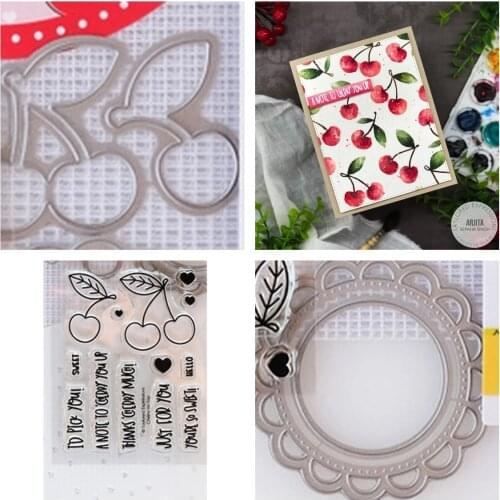 Lace Circle Module And Big Cherry Cutting Dies Stamps Scrapbook Diary Secoration Embossing Stencil Template Diy Card Handmade