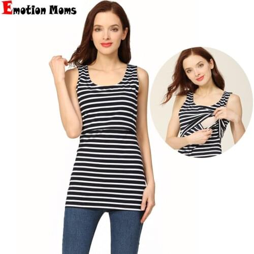 Summer Maternita Clothings Nursing Singlet Stretch Cotton Stripe Mommy Breastfeeding Vest Pull-up Maternity Camisole