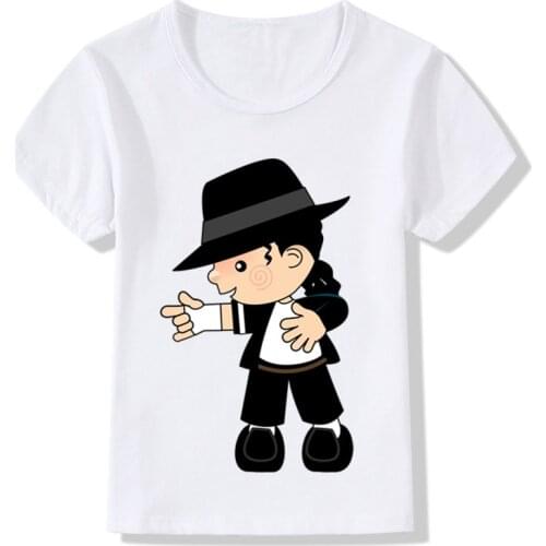 Michael Jackson Cartoon Design Children T shirt Boys/Girls Rock N Roll Star Tops T-shirt Kids Casual Clothes