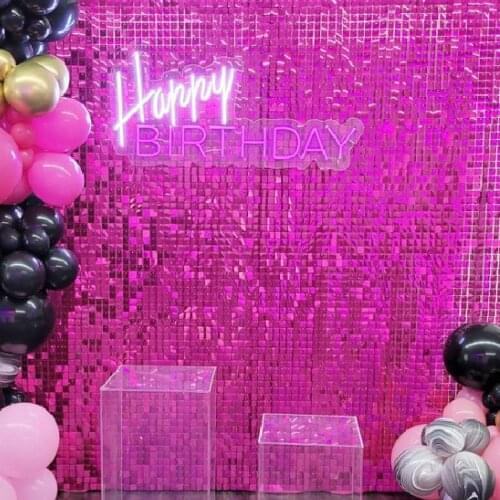 Shimmer Wall Panel Backdrop Violet Red Deep Pink Glitter Metallic Decoration Sequin Birthday Party Event Wedding Shop Background