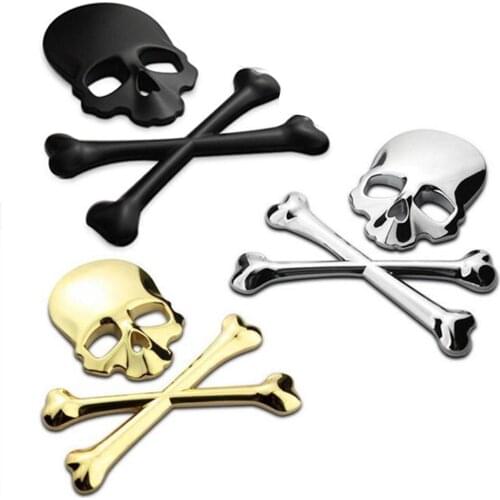 3D Skull Metal Car Motorcycle Sticker Label Skull Emblem Badge Car Styling Stickers Accessories Decal