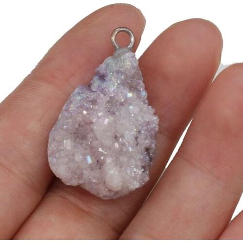 Natural Stone Pendant Irregular Pink Agates Pendant Necklace for DIY Jewelry Best Birthday Gift Size 20x25-23x30mm