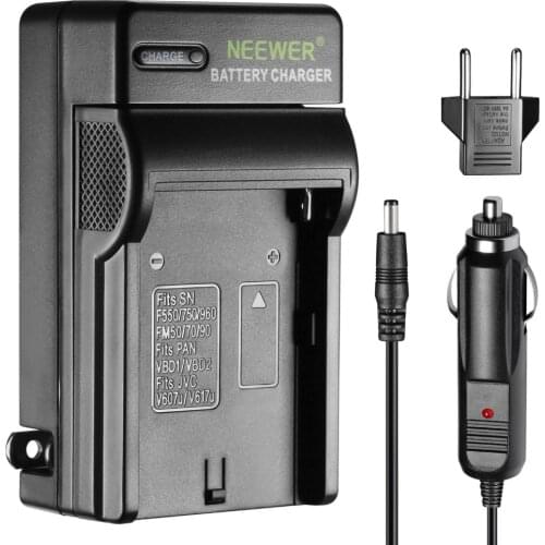 Neewer AC Wall Charger + In-Car Adapter for Sony NP-F550/F750/F960/F330/F570 PA-VBD1 PA-VBD2 Batteries