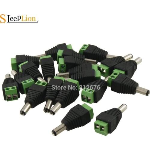 Sleeplion Wholesale 2.1 x 5.5mm DC Power Male Connector Plug for CCTV Camera Adapter,50 PCS