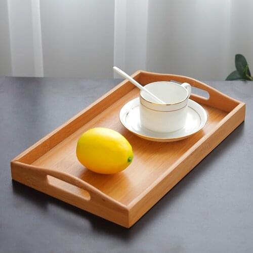 Natural bamboo tableware tea tray in living room, healthy and environmentally friendly, multifunctional storage and sorting tray