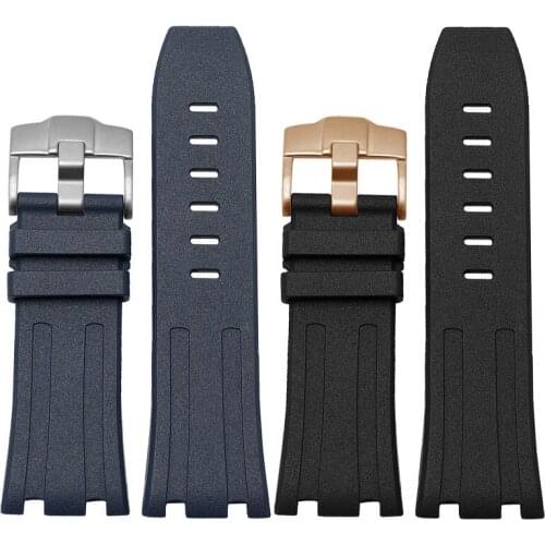 28mm Black blue 15703 nature fluororubber Watchband Men Watch Strap Band For AP15703 Watch Audemars belt