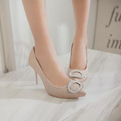 Big Size High heels sandals women shoes woman summer ladies Water drill pointed slim heel sexy shoes