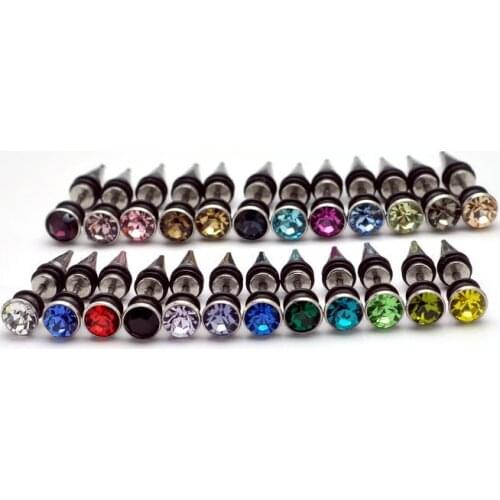 7mm horn head titanium stud earring earrings human body male Jewelry stud ear ring 24 colors Gem Stone Fashion Stainless steel