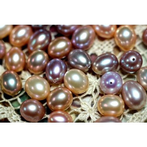 AA loose beads freshwater pearl pink/purple RICE 10-11mm half hole earrings for DIY jewelry making FPPJ wholesale beads nature