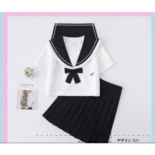 Jk School Uniform Cute Girl Daily Sailor Suit Dress Jpanese Kawaii Exquisite Embroidery Bowknot Preppy Suit Top + Pleated Skirt