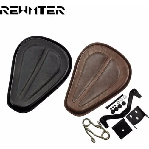 Motorcycle Pu Leather Black/Brown Solo Seat Saddle Seat W/ Brackets Spring For Harley Sportster XL 2004-06 2010-up