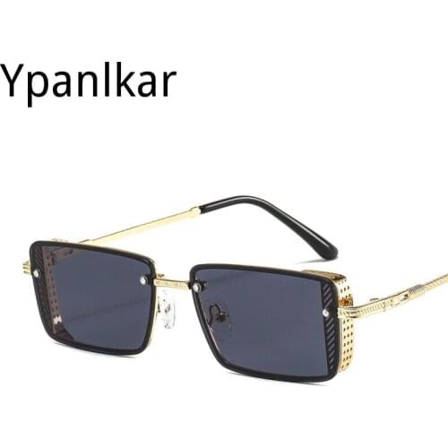 New Punk Metal Square Frame Fashion Modern Mens and Womens Sunglasses Street Photo UV 400 Sunglasses