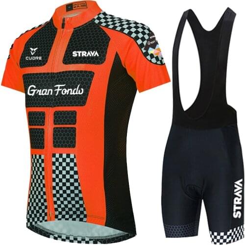 STRAVA- Team Cycling Jerseys Mens Cycling Clothing Bib Gel Sets Uniforms Maillot Sportswear 2020 Summer